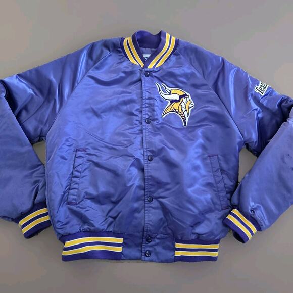 VTG MINNESOTA VIKINGS 1970's by Chalk Line Vintage mens M Nylon Satin Bomber NFL - Picture 1 of 9